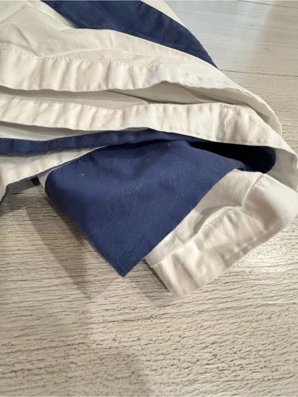DEA ITALY For GATTLES, NAPLES Flat Sheet With Navy Blue Border Queen 86” X 108”